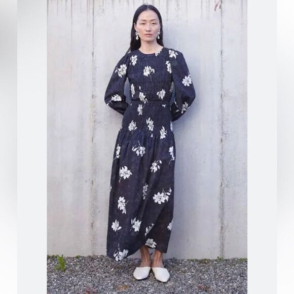 NEW Apiece Apart Tuva Maxi Dress Placement Floral Black Size XS - Picture 14 of 14